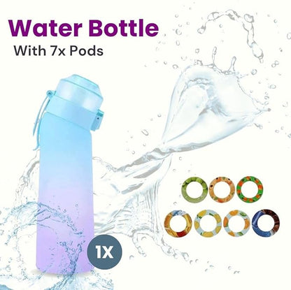 650ml Air Water Bottle with 7 Flavour Pods | BPA Free, Scented, 0 Sugar, 0 Calorie, Sports Water Bottles | Drinking Fruit Fragrance Cup for Fitness, Outdoor, Gym | Starter set… (Purple Blue)