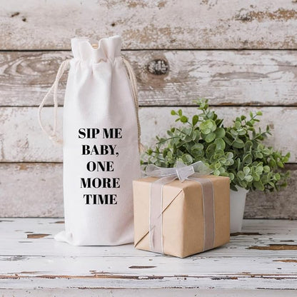 Andaz Press Mothers Day Wine Bag, Sip Me Baby, One More Time, Mothers Day Wine Bottle Cover, Mother's Day Gifts, Canvas Wine Gift Bag Champagne Bottle Bag Wine Bags For Wine Bottles Gifts 1-Pack