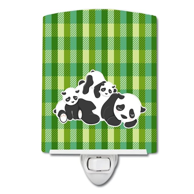 Caroline's Treasures BB8591CNL Pandas Ceramic Night Light Compact, UL-Certified, Ideal for Bedroom, Bathroom, Nursery, Hallway, Kitchen, 6x4x3, Multicolor