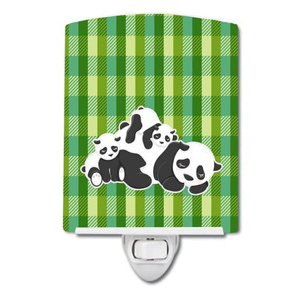 Caroline's Treasures BB8591CNL Pandas Ceramic Night Light Compact, UL-Certified, Ideal for Bedroom, Bathroom, Nursery, Hallway, Kitchen, 6x4x3, Multicolor
