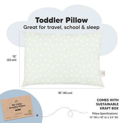 2-Pack Toddler Pillow - Soft Organic Cotton Toddler Pillows for Sleeping - 13X18 Small Pillow for Kids - Kids Pillows for Sleeping - Kids Pillow for Travel, School, Nap, Age 2 to 5 (Herb)