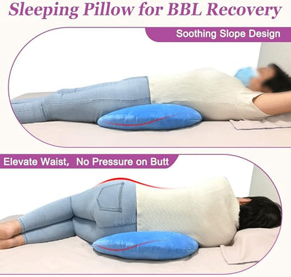 AOSSA BBL Pillow after Surgery Butt Brazilian Butt Lift Pillow BBL Sleeping Booty Pillow Booty for Sitting Sleeping Driving Lumbar Back Cushion Seat Foam (Blue)