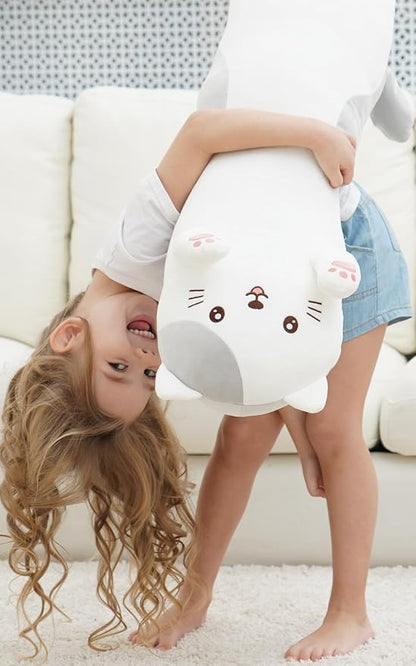 35.4" Cat Stuffed Animal, Soft Long Pillow Doll Cute Cartoon Kitten Plush Hugging Pillow Plushies Toy Gift for Kids, Girls,Birthday,Valentine,Easter