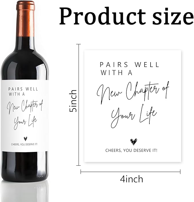 24 Pcs Funny Pairs Well with a New Chapter Wine Labels New Chapter Wine Bottle Stickers Retirement Wine Bottle Labels Moving Away New Beginnings Gifts for Women Men