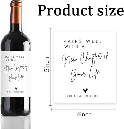 24 Pcs Funny Pairs Well with a New Chapter Wine Labels New Chapter Wine Bottle Stickers Retirement Wine Bottle Labels Moving Away New Beginnings Gifts for Women Men