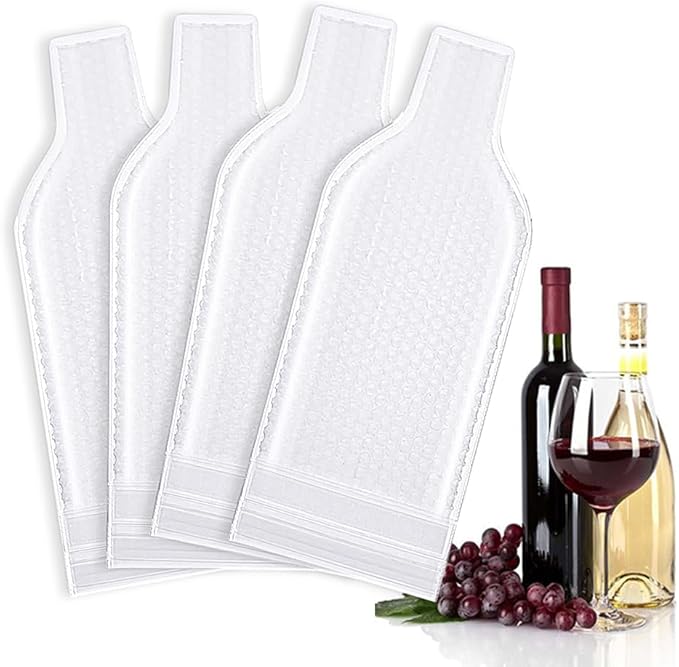 4 PCS Wine Bottle Travel Protector Bags for Airplane, Resealable Wine Sleeves Skins for Travel, Wine Carrier for Suitcase, Wine Shipping Box Packaging for Air Travel Luggage Accessories