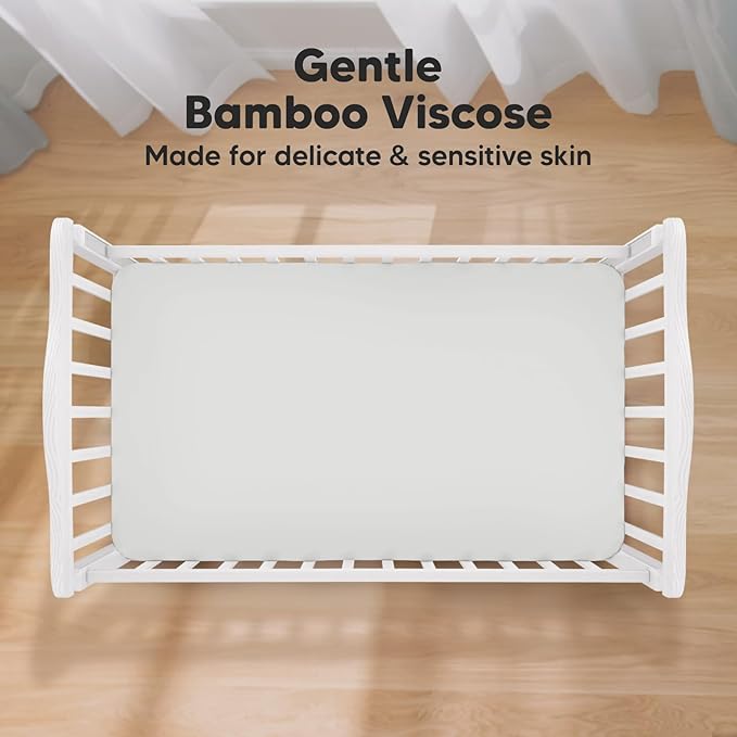 2-Pack Crib Sheets for Boys,Girls - Viscose Derived from Bamboo Fitted Crib Sheet, Organic Baby Crib Sheets, Crib Mattress Sheet,Toddler Bed Sheets,Baby Sheets for Crib Fitted Sheets(French Gray)