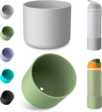 2PCS Silicone Water Bottle Boot for Owala 24oz 32oz 40oz, Protective Bottom Bumper Anti-Slip Sleeve for FreeSip, Twist, and Flip Stainless Steel Bottles, Dishwasher Safe and BPA Free