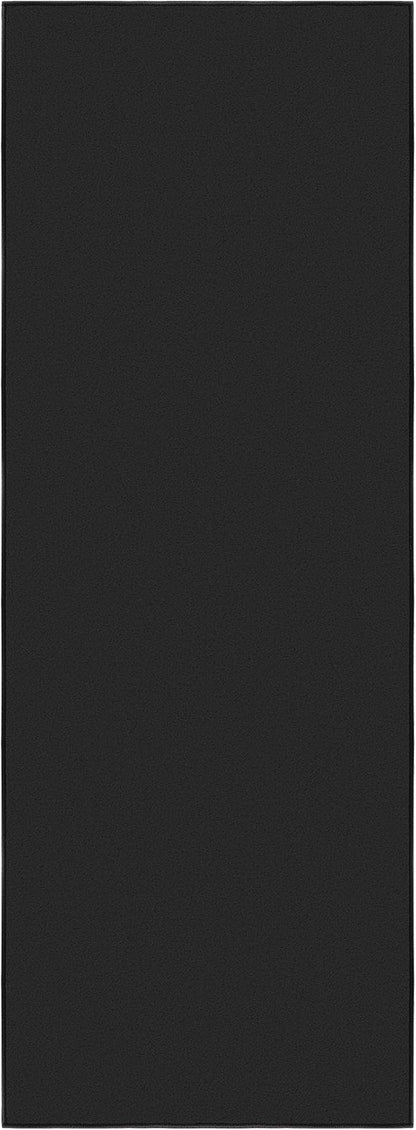 Machine Washable Modern Solid Design Non-Slip Rubberback 2x6 Traditional Runner Rug for Hallway, Kitchen, Bedroom, Living Room, 2'2" x 6', Black