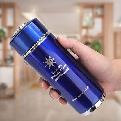 Alkaline Water Glass, Stainless Alkaline Water Bottle Portable Nano Balance Bio Energy Lonizer Cup Flask Portable Water Filter for Hiking, Camping(Blue)