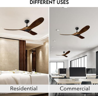 3MAVSM60MBK Smart Maverick Ceiling Fan with Remote Control, Indoor or Outdoor, Compatible with Alexa & Google Voice (Midnight Black with Dark Walnut Blades, 60-inch)