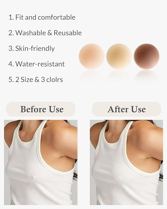 Alki'i Nipple Covers Pasties 3 Pairs, Sticky Bra No Show,Silicone Adhesive Strapless Bra, Reusable Breast Petals for Women