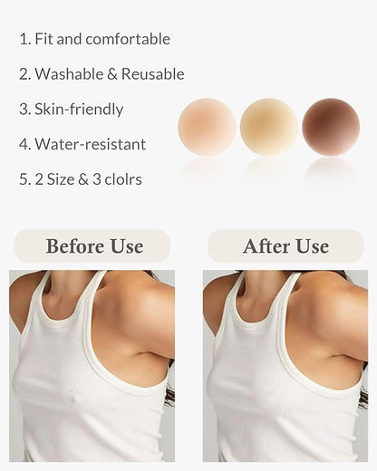 Alki'i Nipple Covers Pasties 3 Pairs, Sticky Bra No Show,Silicone Adhesive Strapless Bra, Reusable Breast Petals for Women
