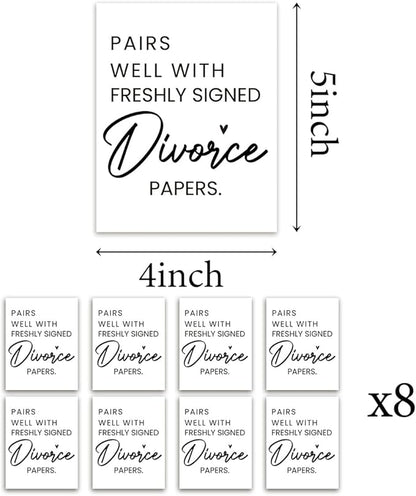 8 Pcs Divorce Wine Labels, Divorce Breakup Gifts for Women Men Her, Divorce Party Decorations for Women, Pairs Well with Freshly Signed Divorce Papers Wine Bottle Stickers Labels
