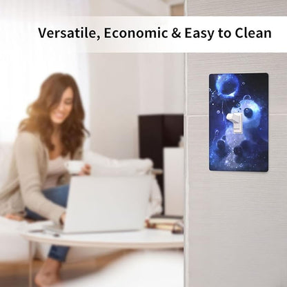 Cute Baby Panda Light Switch Cover Wall Plate Decorative 1 Gang Single Toggle Covers Blue for Farmhouses Kitchenss Bedrooms Bathrooms 2.76 x 4.5 in