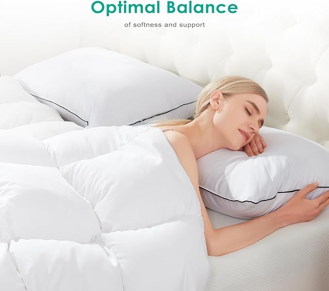 APSMILE Deep Sleep King Size Pillows, Hotel Collection AirF™ Goose Feather Down Pillow Inserts with Organic Cotton Cover, Soft Bed Pillows for Sleeping (White, 20"x36")