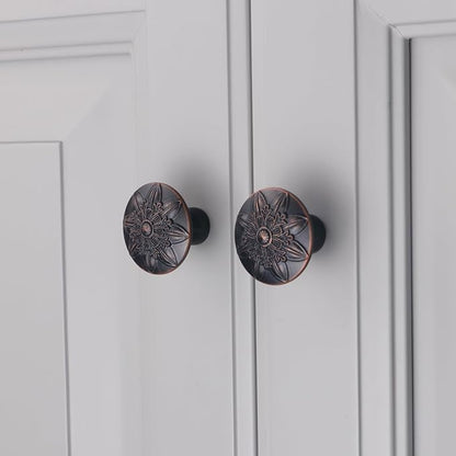 4 Pack Oil Rubbed Bronze Cabinet Hardware Knobs Round,1-2/5" Bronze Knobs Handles for Cabinets and Drawers Antique Bronze Dresser Knobs Drawer Knobs