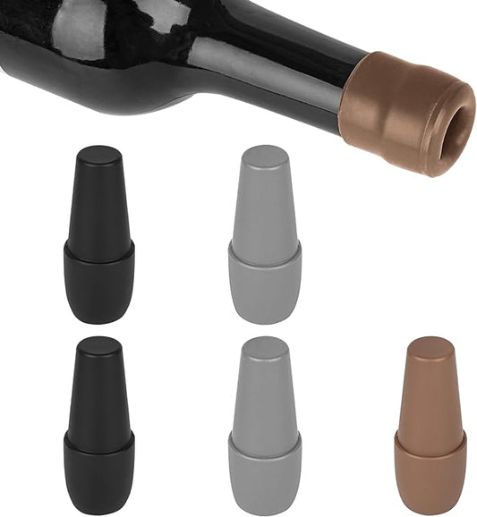 6 Pcs YiRayon Wine Bottle Stoppers, Reusable Silicone Wine Seal Stopper Unbreakable Wine Corks Beverages Beer Champagne Red Wine Bottle Covers to Keep Wine Fresh