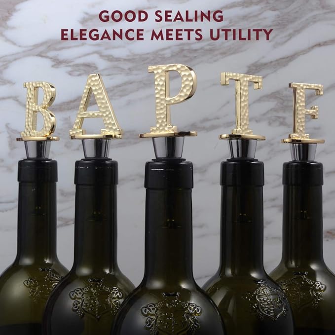 Miicol Wine Bottle Stopper, Prosecco Stopper, Gold Wine Stopper, Personalised Champagne Stopper, Initial Wine Stopper, Funny Prosecco Gift, Wine Lovers Gift, Kitchen Decor, Letter P