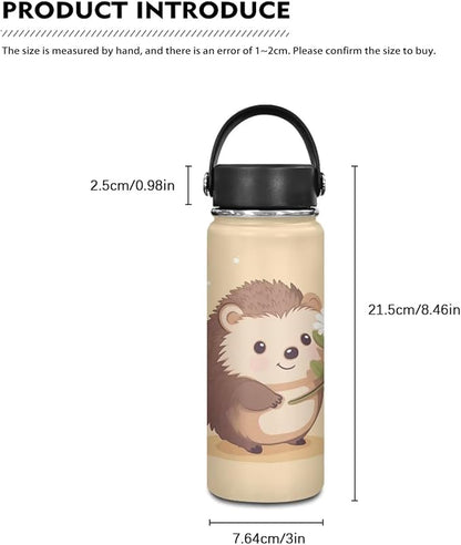 Hedgehog Workout Water Bottle For Women Men Insulated, 20 Oz Stainless Steel Water Bottle with Handle Suitable for Work School Gym Travelling