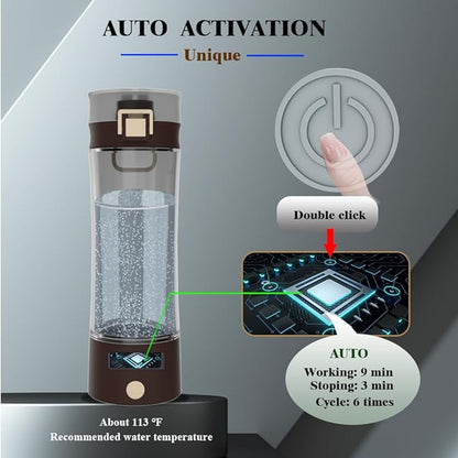 Hydrogen Water Bottle Hydrogen Alkaline Water Generator Ionizer Tritan Hydrogen Rich Water Maker Machine Rechargeable and Portable with SPE and PEM Technology 17Fl oz Tawny