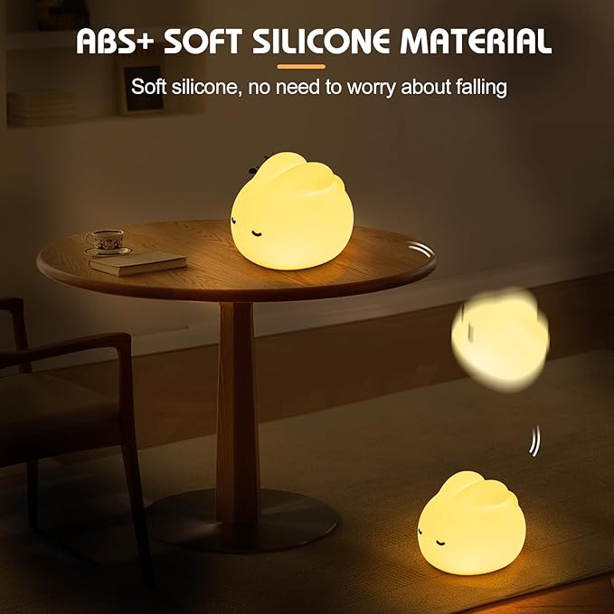 Multicolor Decor Night Light for Kids USB Rechargeable Cute Bunny LED Lamp with Timer & Touch Control Rabbit Shape Dimmable Warm Night Lights for Baby Breastfeeding Sleep Nursery Soft Eye Caring