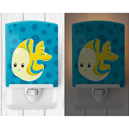 Caroline's Treasures BB8899CNL Nautical Tropical Fish Ceramic Night Light Compact, UL-Certified, Ideal for Bedroom, Bathroom, Nursery, Hallway, Kitchen, 6x4x3, Multicolor