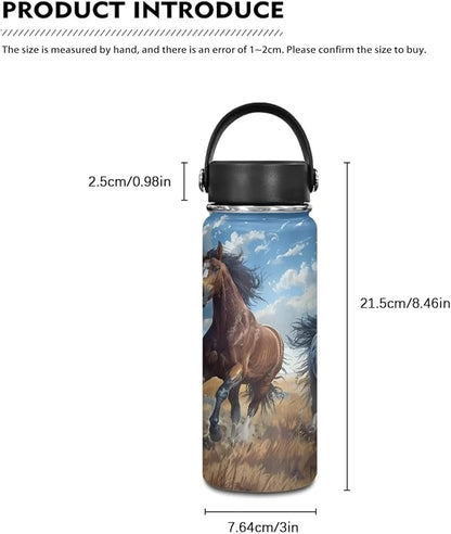 Horse Insulated Water Bottle with Handle 20 Oz Reusable Water Jug Thermal Water Bottles Keeps Iced Water Cold for Hours Sports Bottle