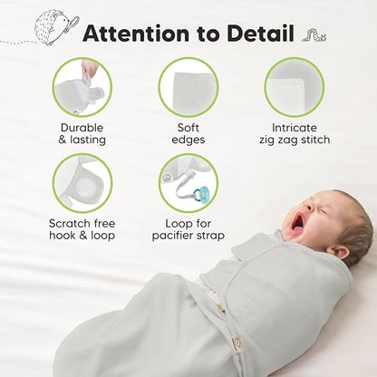 3-Pack Organic Baby Swaddle Sleep Sacks - Newborn Swaddle Sack, Ergonomic Baby Swaddles 0-3 Months, Swaddles for Newborns, Baby Sleep Sack, Baby Swaddle Blanket Wrap, Baby Essentials(The Wild 2)