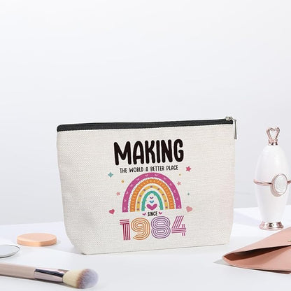 40th Birthday Gifts for Women, 40 Years Old Birthday Gifts Makeup Bag for Mom, Wife, Friend, Sister, Travel Toiletry Makeup Organizer Zipper Pouch - Making The World a Better Place Since 1984