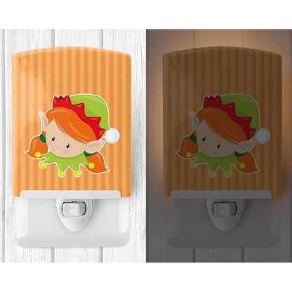 Caroline's Treasures BB8669CNL Christmas Ginger Girl Elf Ceramic Night Light Compact, UL-Certified, Ideal for Bedroom, Bathroom, Nursery, Hallway, Kitchen, 6x4x3, Multicolor