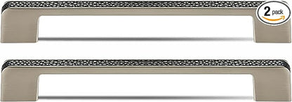 Leather Handle Brass Leather Handle Nordic Minimalist Style Handle Wardrobe Dressing Table Bedroom Living Room Kitchen Handle Hardware Furniture - 2 Pack (Black, 128mm（5in）)