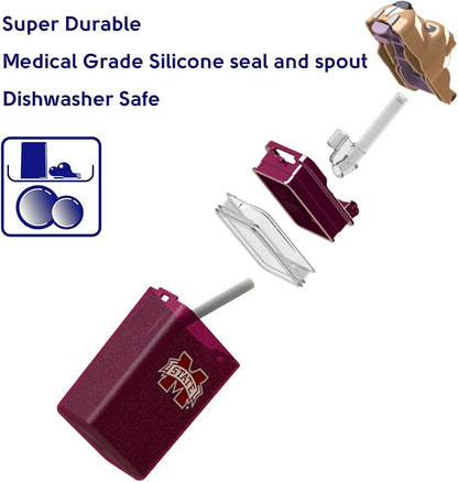 Reusable Water Bottle | Officially Licensed NCAA Sports Bottle |BPA Free | Dishwasher Safe | Mississippi State University | Bully Mascot Officially Licensed NCAA - 8oz