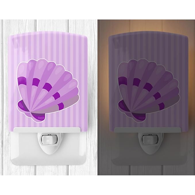 Caroline's Treasures BB8843CNL Beach Scallop Shell #2 Ceramic Night Light Compact, UL-Certified, Ideal for Bedroom, Bathroom, Nursery, Hallway, Kitchen, 6x4x3, Multicolor