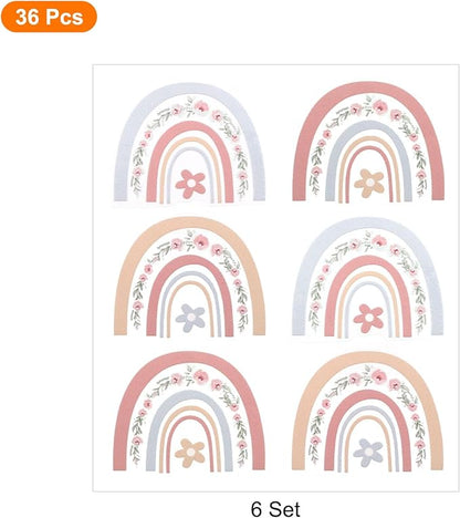 uxcell 36 Pcs (6 Sheet) Polka Dots Wall Sticker, PVC Peel and Stick Rainbow Wall Decal Sticker for Bedroom Classroom, Colorful