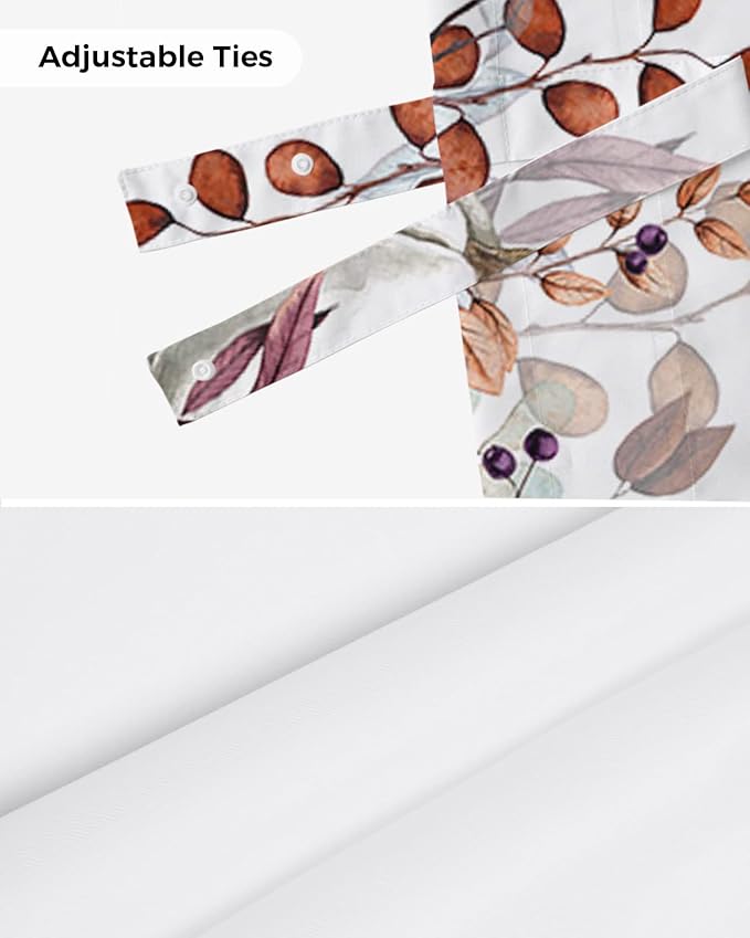 Fall Thanksgiving Blackout Tie Up Valance Curtains for Kitchen Windows Watercolor Autumn Pumpkins Eucalyptus Leaves Window Toppers Balloon Shades for Living Room/Bathroom/Bedroom,42" X 12",Blue Orange