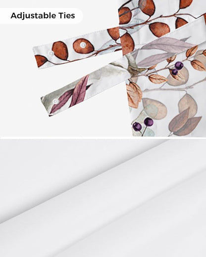 Fall Thanksgiving Blackout Tie Up Valance Curtains for Kitchen Windows Watercolor Autumn Pumpkins Eucalyptus Leaves Window Toppers Balloon Shades for Living Room/Bathroom/Bedroom,60" X 18",Blue Orange