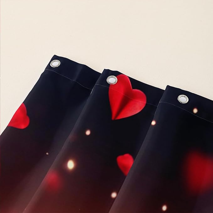 AILONEN 3D Rose Shower Curtain for Bathroom, Red Rose Hearts Print Bath Curtain,Romantic Rose Flower Shower Curtain Decoration Waterproof with 12 Plastic Hooks, 36" W*72" H