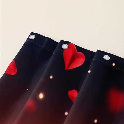 AILONEN 3D Rose Shower Curtain for Bathroom, Red Rose Hearts Print Bath Curtain,Romantic Rose Flower Shower Curtain Decoration Waterproof with 12 Plastic Hooks, 72" W*84" H