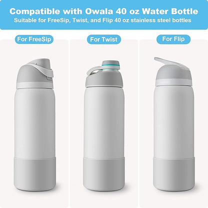 2PCS Silicone Water Bottle Boot for Owala 24oz 32oz 40oz, Anti-Slip Protective Sleeve Bottom Bumper Protector for FreeSip, Twist, and Flip Stainless Steel Water Bottles