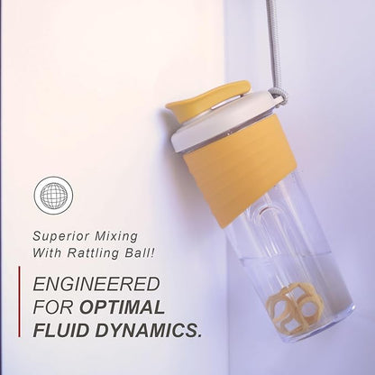 Shaker Bottle for Protein Mixes，24 oz，Protein Shaker Bottles with Whisk Ball, Mixer Bottle, Protein Bottle,Portable Pre Workout Whey Protein Drink Shaker Cup，Yellow