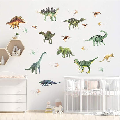 Dinosaur Decals Wall Stickers Watercolor Dinosaur Wall Decals Vinyl Decor Baby Bedroom Living Room Bathroom Nursery Playroom Decor