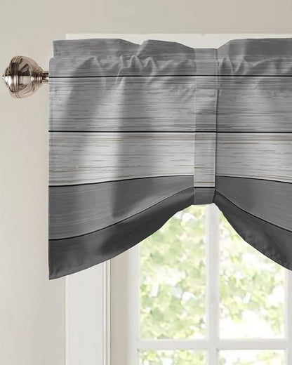 Farmhouse Blackout Tie Up Valance Curtains for Kitchen Windows, Grey Blackout Tie Up Window Toppers Balloon Shades for Living Room/Bathroom/Bedroom,1 Panel,54" X 18"