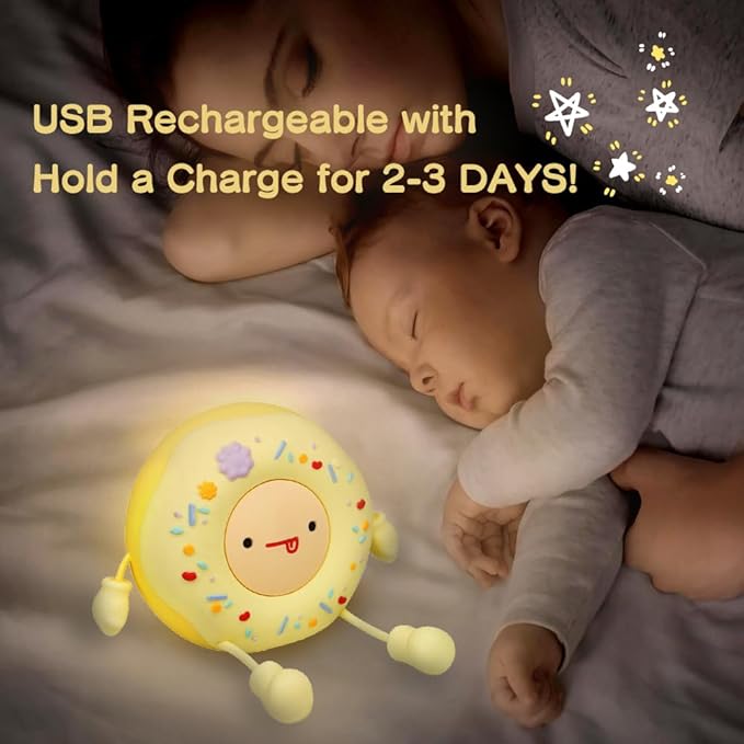 Donut Lamp Donut Night Light - Silicone Nursery LED Night Light Gift for Boys Girls, Rechargeable Cute Night Light for Kid Room Decor - White