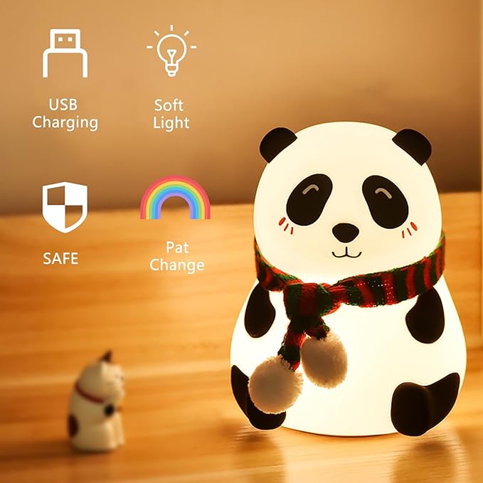 Panda Silicone Nursery Night Light Night Light for Kids, Panda Gifts, Cute LED Lamps for Teen Girls Bedroom,Bedroom Decorations Gifts for Toddlers,Kawaii Room Decor (Closed Eyes)
