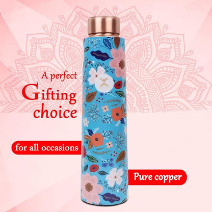 Copper Water Bottle A Handmade Ayurvedic Enameled Print Pure Copper Water Bottle For Drinking - Increase Your Water Consumption, and Experience Immediate Health Benefits (ENAMELED PRINT 7)