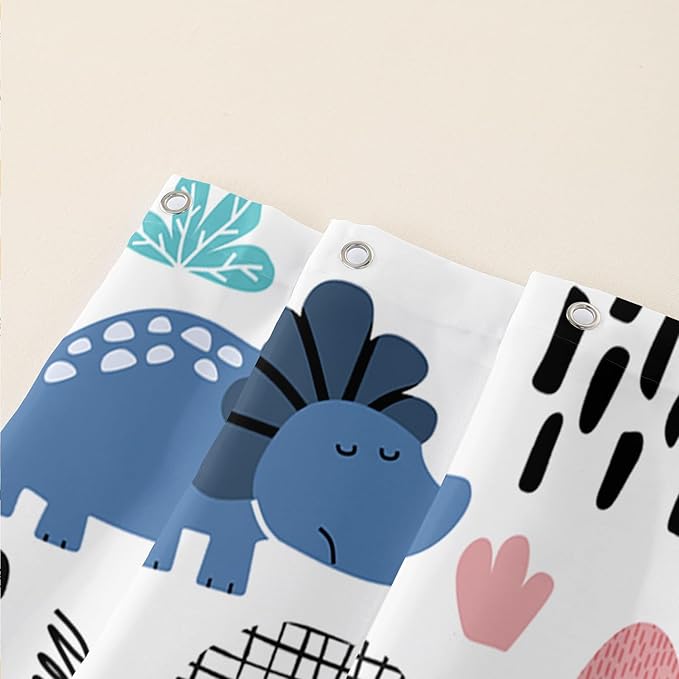 AILONEN Dinosaur Shower Curtain for Kids Boys,Cartoon Dinosaur Bath Curtain 72" W*72" H,Cactus Rainbow Dinosaur Waterproof Shower Curtain with 12 Plastic Hooks