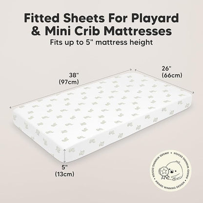 2-Pack Mini Crib Sheets Fitted, Pack and Play Sheets - Organic Cotton Pack N Play Sheets for Pack and Play Mattress, Playard Baby Crib Sheets, Jersey Crib Sheets Neutral for Boys, Girls (Elly)