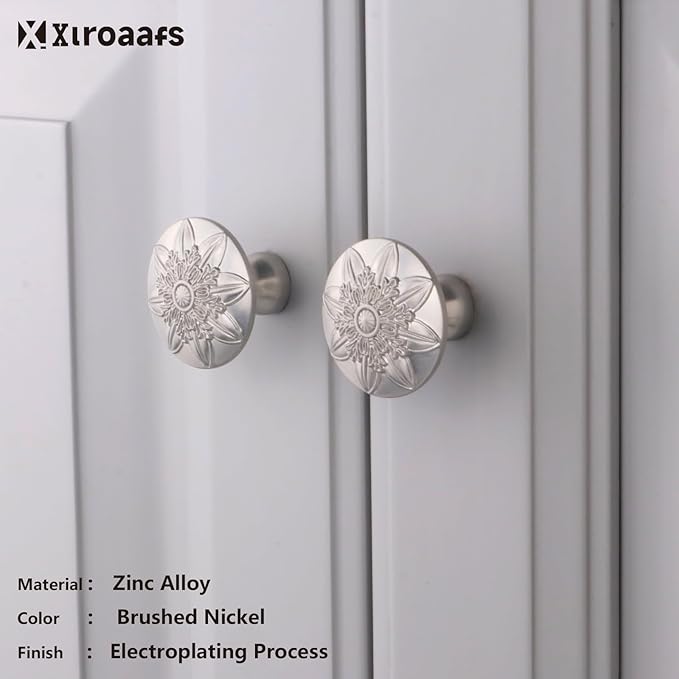 Cabinet Knobs 16 Pack,Brushed Nickel Zinc Alloy,1-2/5'' Round Knobs Handles for Cabinets and Drawers,Included Screws
