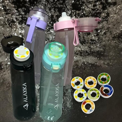 Air Water Bottle with Flavor Pods, 650ml, Workout Water Bottle, BPA Free Water Bottle, with 7 Water Bottle Flavor Pods, Sports Water Bottle Suitable for Outdoor sports, Gym, Gift (Purple, 650 ml)